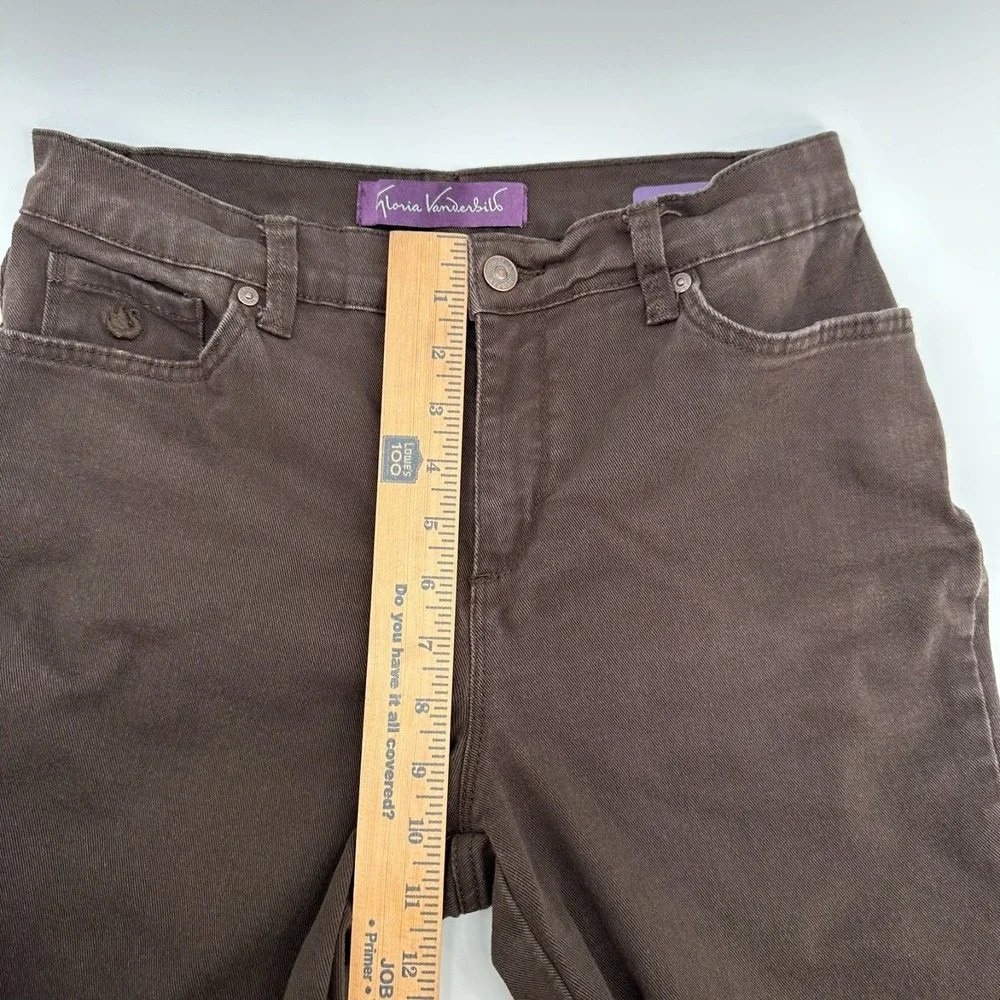 Gloria Vanderbilt Amanda‎ Straight Jeans Womens 8P Brown Denim Stretch Mid Rise